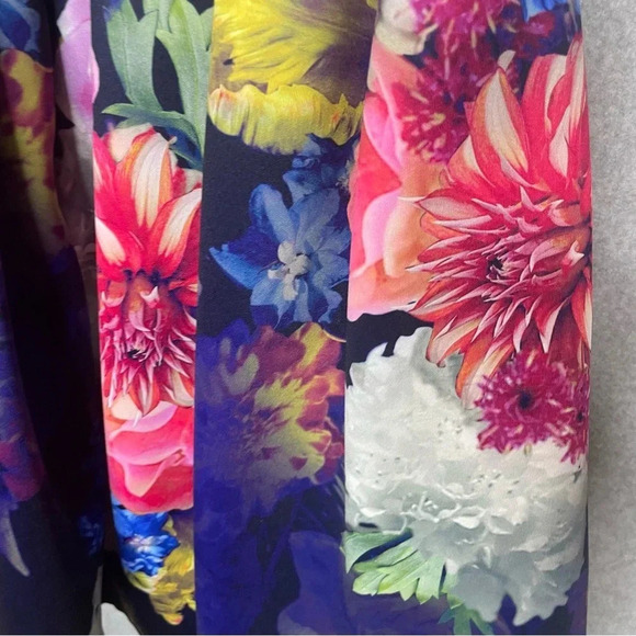 Xscape Solid Floral Deep V Neck Cut Out Fit and Flare - Picture 5 of 9